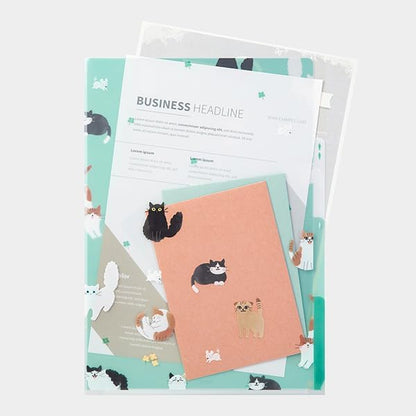 Midori 3 Pockets Clear Folder <A4>  Cats A