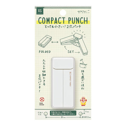 Midori 35545006 Hole Punch, Compact Punch, XS White A