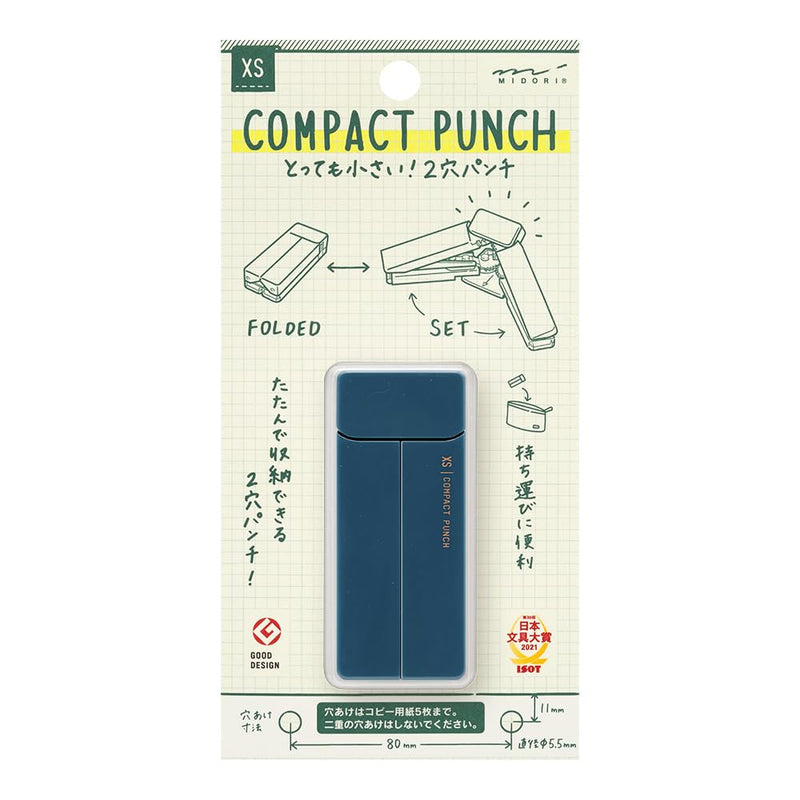 Midori 35547006 Hole Punch, Compact Punch, XS Navy Blue A