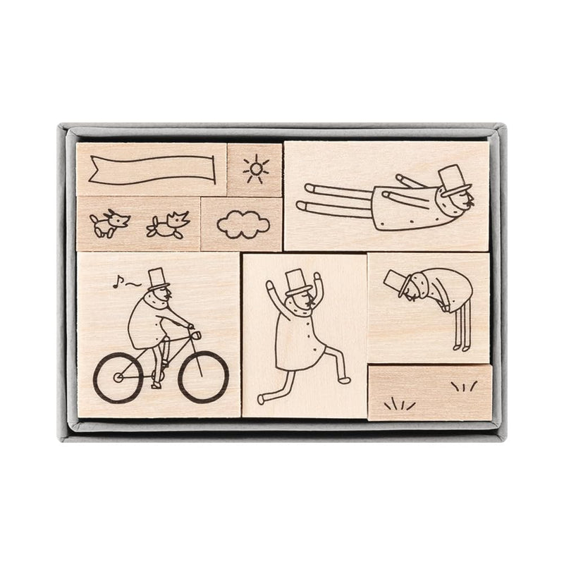 Midori 35598006 Wooden Stamp Set B Ojisan 30th Birthday