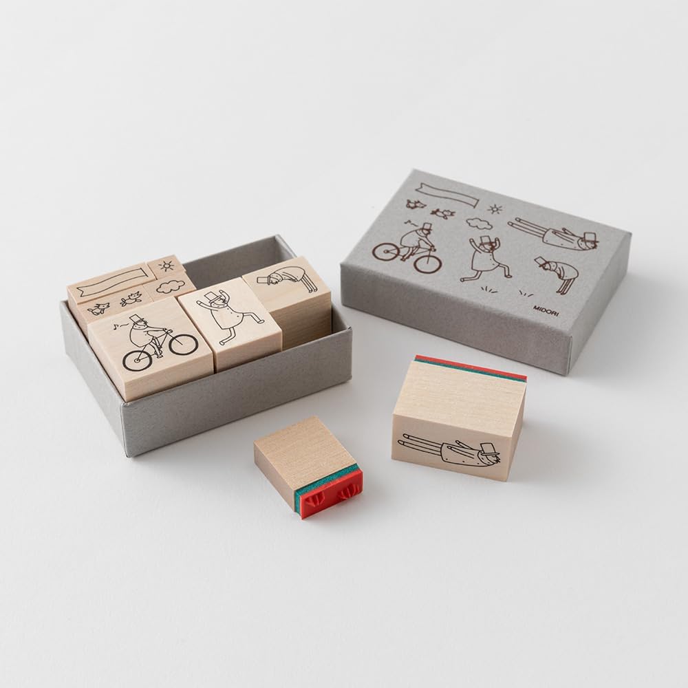 Midori 35598006 Wooden Stamp Set B Ojisan 30th Birthday