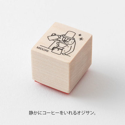 Midori 35601006 Wooden Stamp, C Pattern, Ojisan, 30th Anniversary