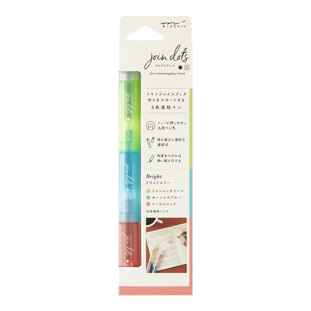 Midori 38135006 Joint Dots 3 Color Linking Bright Rollerball Pen