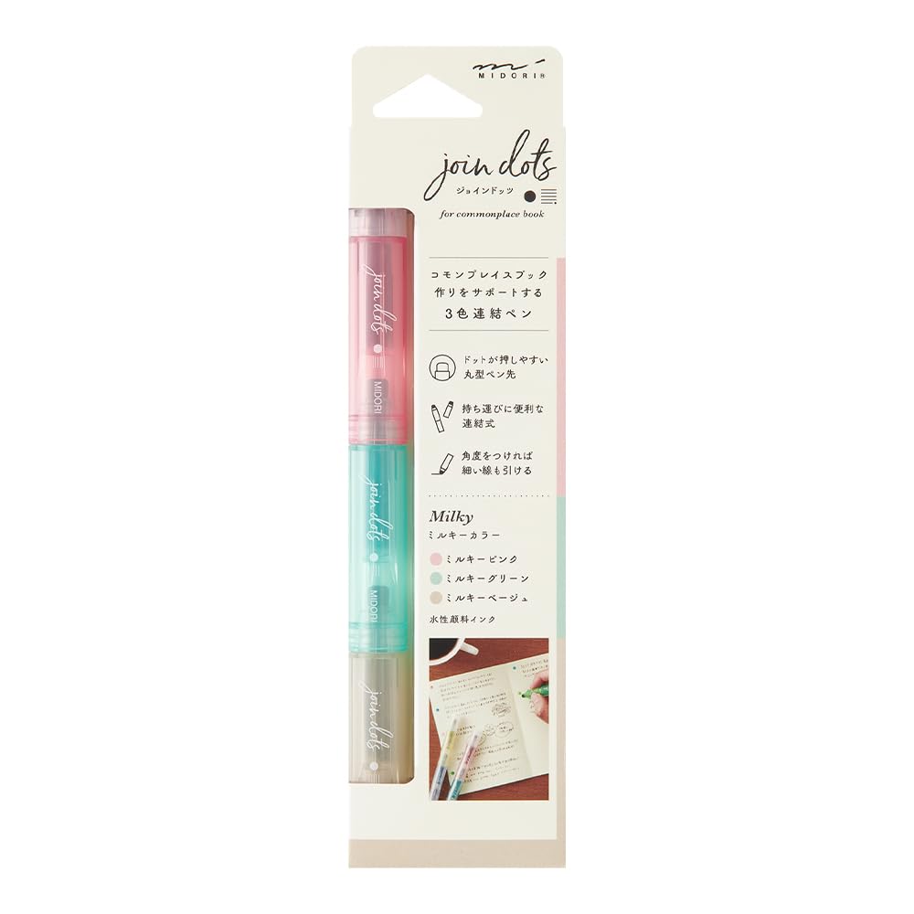 Midori 38137006 Joint Dots 3-Color Link, Milky Rollerball Pen
