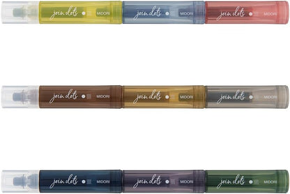 Midori Joint Dots 38142006 Rollerball Pen, 3-Color Connection, Pack of 3, Grayish Tone