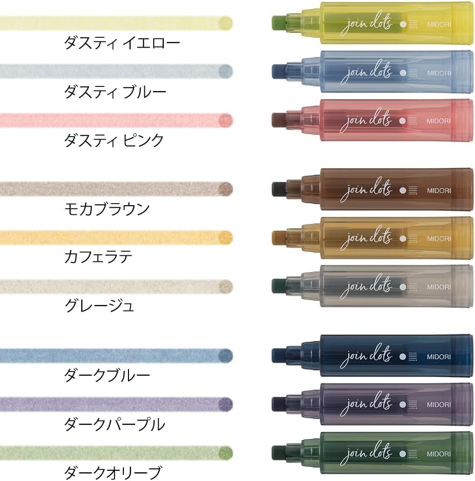 Midori Joint Dots 38142006 Rollerball Pen, 3-Color Connection, Pack of 3, Grayish Tone