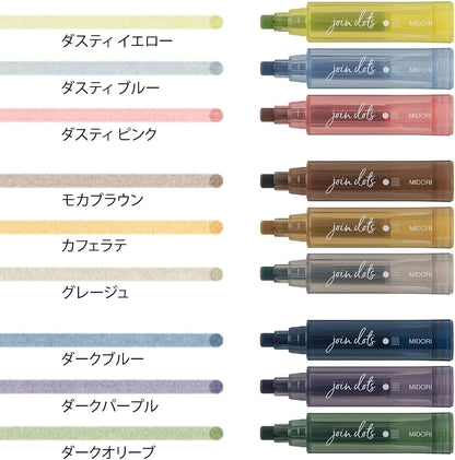 Midori Joint Dots 38142006 Rollerball Pen, 3-Color Connection, Pack of 3, Grayish Tone