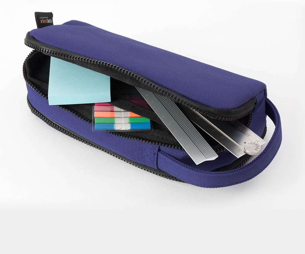 Midori 41786006 Pen Case, 2-Way Pouch, Pen Pouch, Cordura, Blue, Blue, S, Luggage