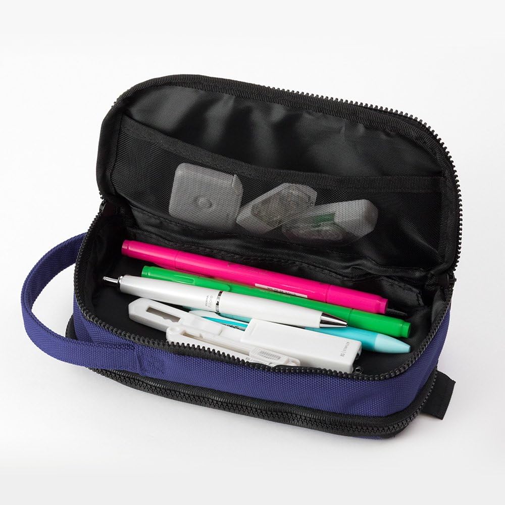 Midori 41786006 Pen Case, 2-Way Pouch, Pen Pouch, Cordura, Blue, Blue, S, Luggage