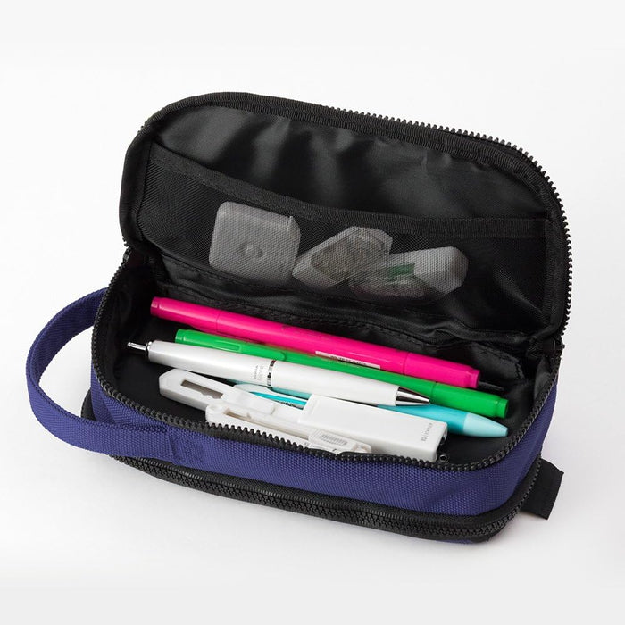 Midori 41786006 Pen Case, 2-Way Pouch, Pen Pouch, Cordura, Blue, Blue, S, Luggage