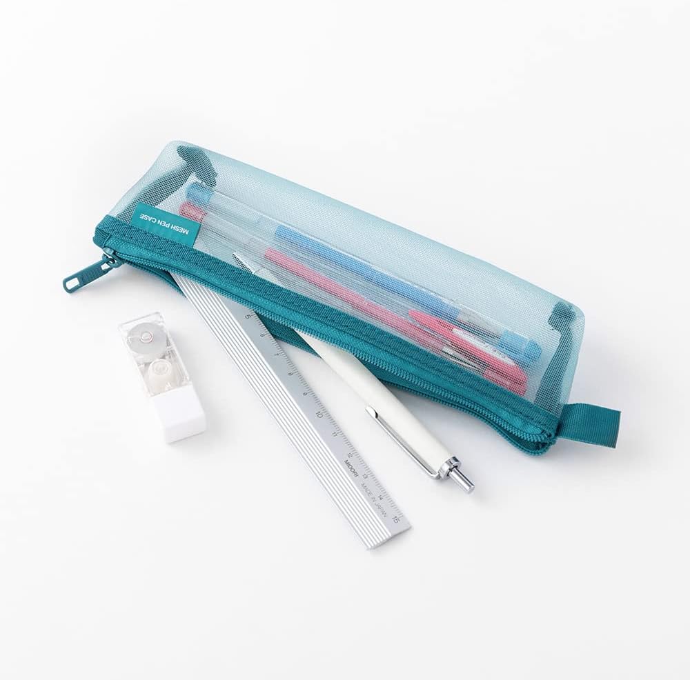 Midori Pen Case, Mesh Pen Case, Blue A