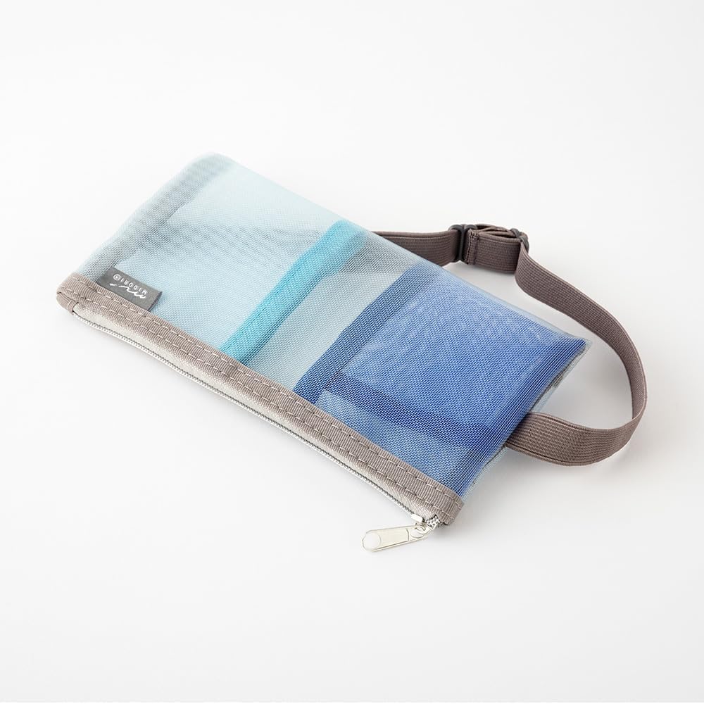 Midori 41838006 Pen Case, Book Band Pen Case, For B6 - A5, Mesh, Light Blue