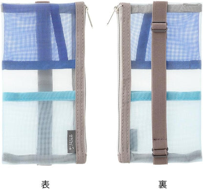 Midori 41838006 Pen Case, Book Band Pen Case, For B6 - A5, Mesh, Light Blue