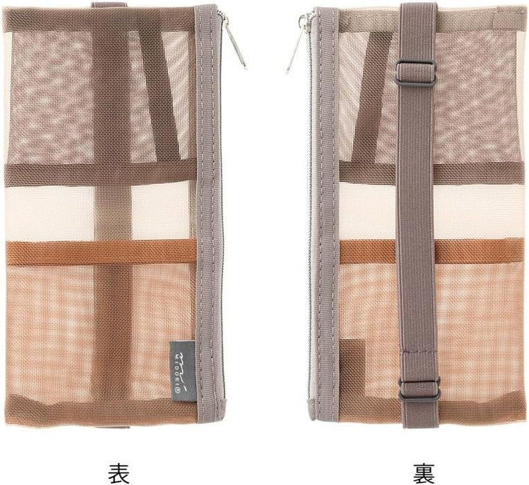 DESIGNPHIL Midori 41839006 Pen Case, Book Band Pen Case, For B6 - A5, Mesh, Brown