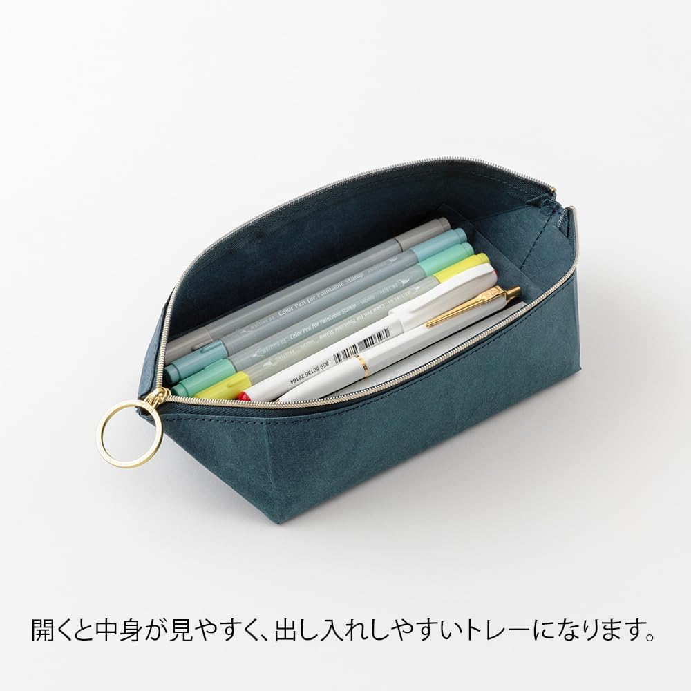 Midori 41841006 Pen Case Pen Tray Pouch, Navy Blue