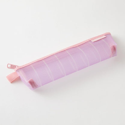 Midori 41847006 Pencil Case, Mesh, Striped Pattern, Purple
