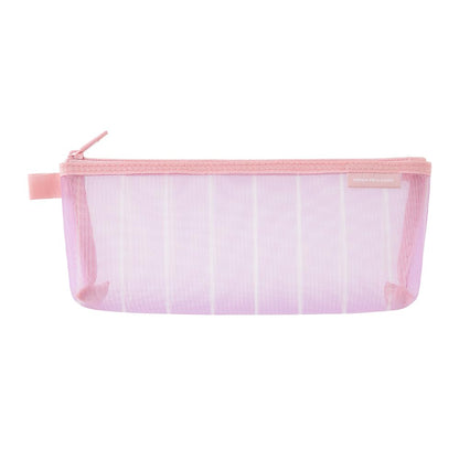 Midori 41849006 Mesh Pencil Case, Gusset, Striped Pattern, Purple
