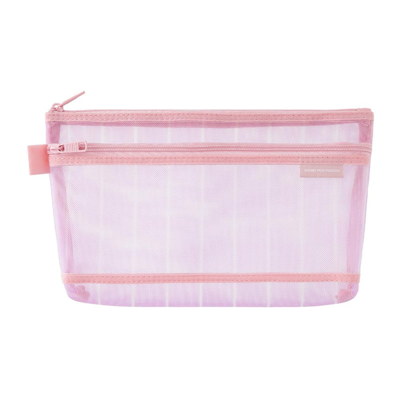 Midori 41851006 Mesh Stripe Pattern Purple Pen Pouch