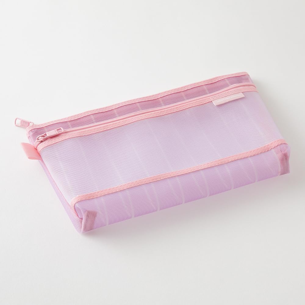 Midori 41851006 Mesh Stripe Pattern Purple Pen Pouch
