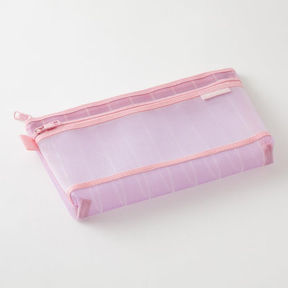 Midori 41851006 Mesh Stripe Pattern Purple Pen Pouch