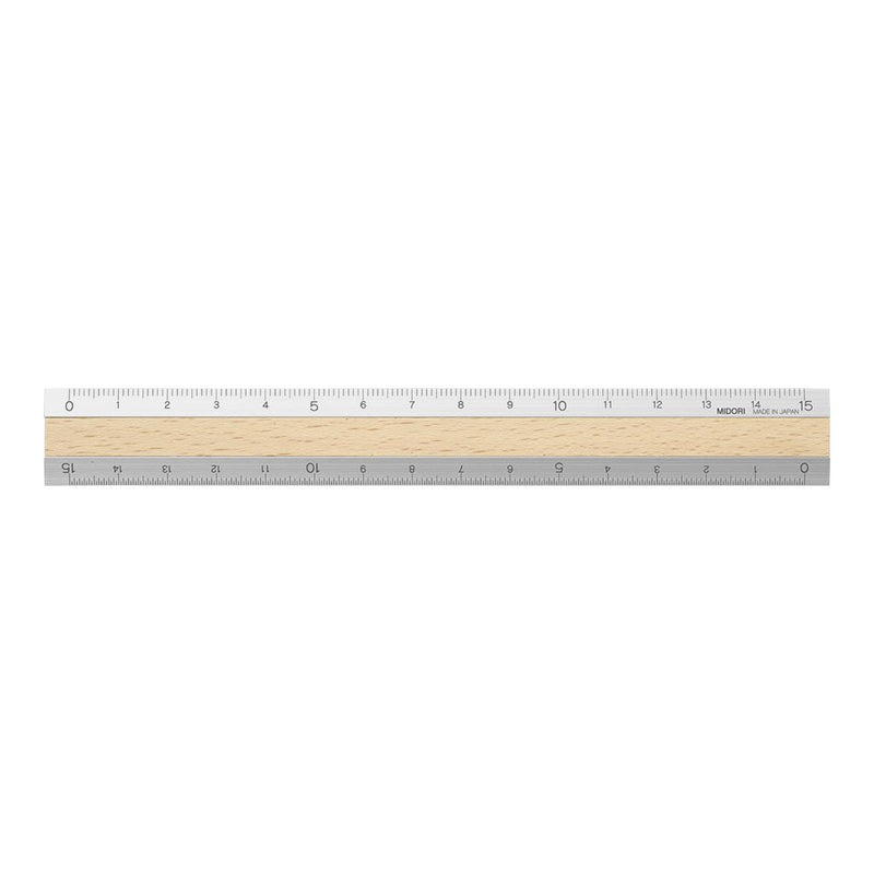 Midori Aluminum Wooden Ruler <15Cm> Light Brown