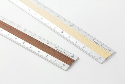 Midori Aluminum Wooden Ruler <15Cm> Light Brown