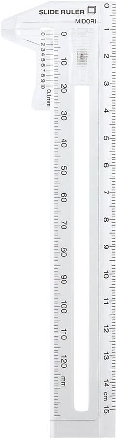 Midori CL Slide Ruler Clear (6.3" L x 2.72" W) - Modern Plastic Ruler