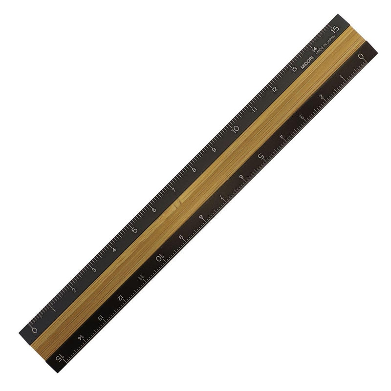 Midori Aluminum + Bamboo ruler 15cm