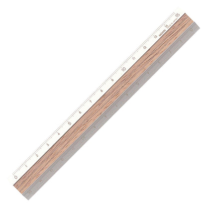 Midori 42274006 Ruler, Aluminum, Wood, 5.9 inches (15 cm), Dark Brown A