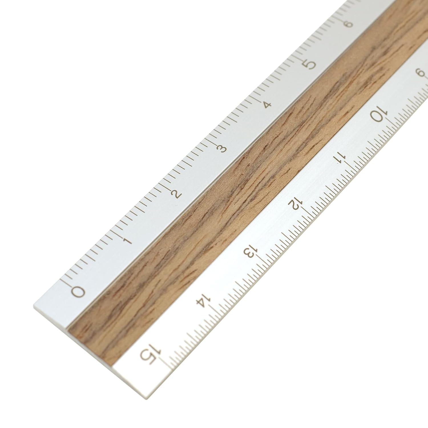 Midori 42274006 Ruler, Aluminum, Wood, 5.9 inches (15 cm), Dark Brown A
