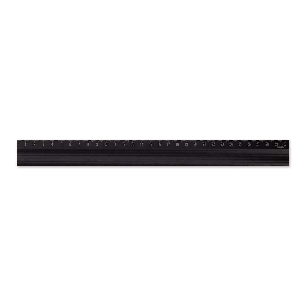 Midori 42279006 Aluminum Ruler, 11.8 inches (30 cm), Non-Slip, Black (black