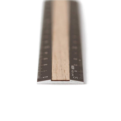 Midori 42280006 Ruler, Aluminum, Wood, 5.9 inches (15 cm), Brown x Brown
