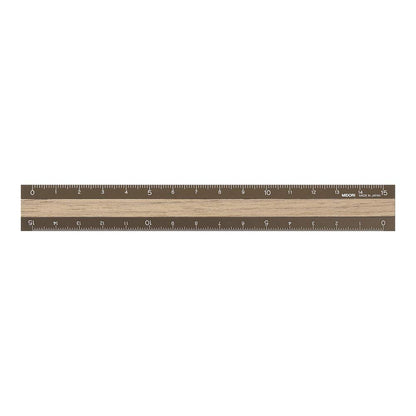Midori 42280006 Ruler, Aluminum, Wood, 5.9 inches (15 cm), Brown x Brown
