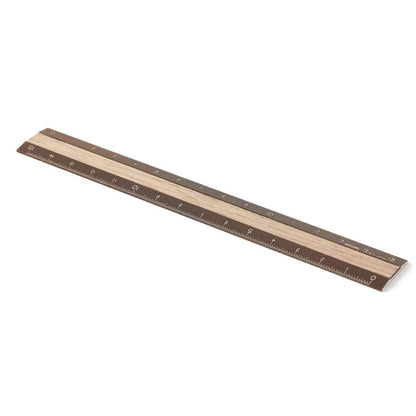 Midori 42280006 Ruler, Aluminum, Wood, 5.9 inches (15 cm), Brown x Brown