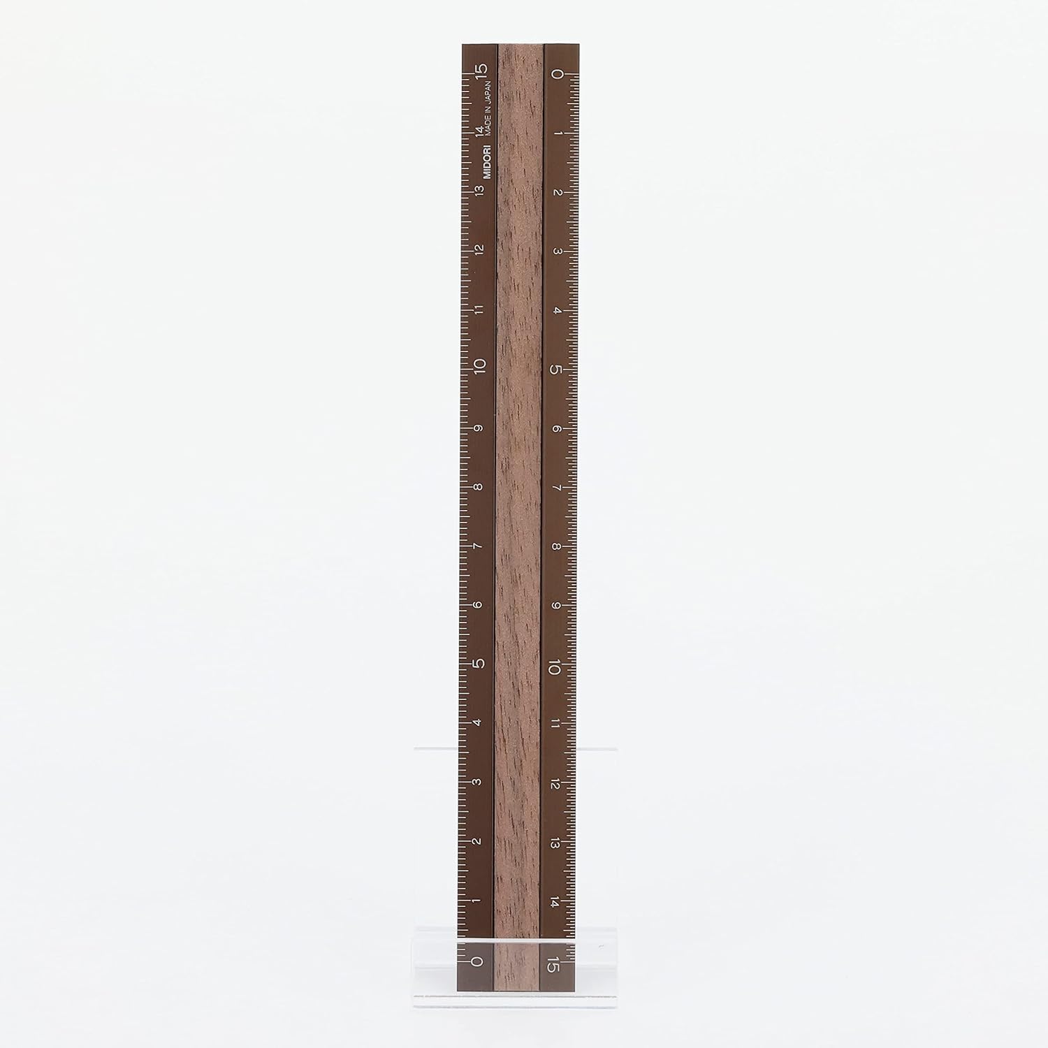Midori 42280006 Ruler, Aluminum, Wood, 5.9 inches (15 cm), Brown x Brown