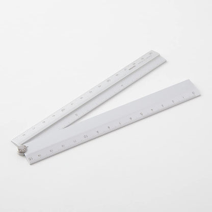 Midori - Regla múltiple de aluminio, 30 cm, color plateado A, plegable, 30 cm