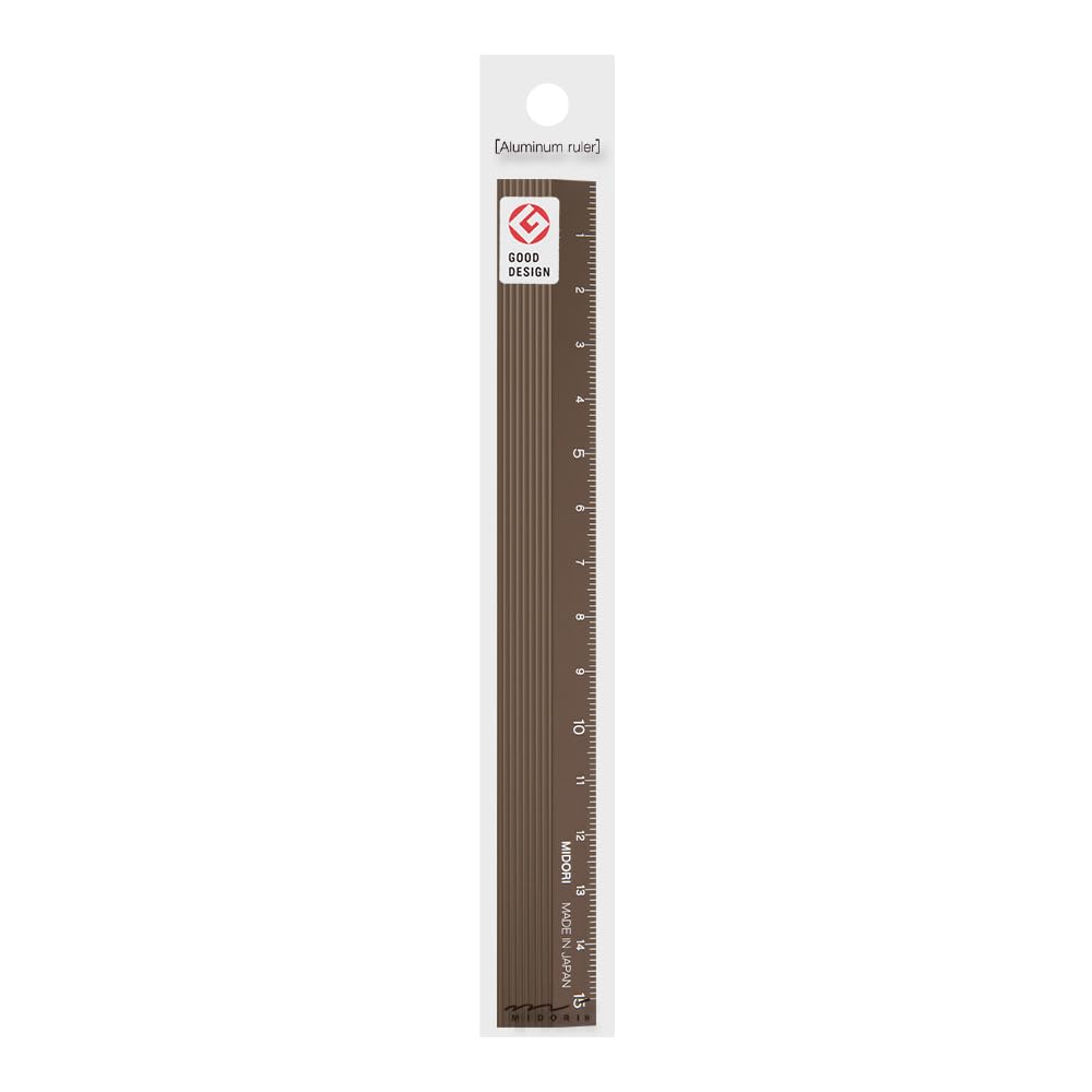 Midori 42288006 Aluminum Ruler, 5.9 inches (15 cm), Brown