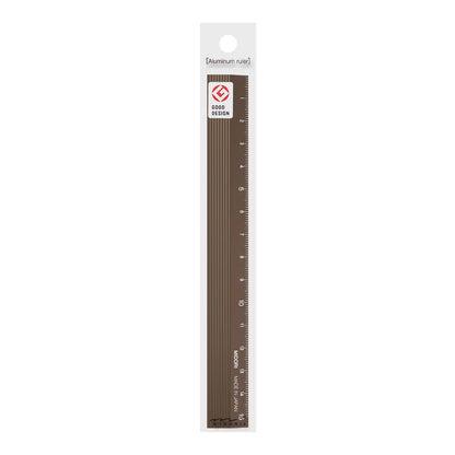 Midori 42288006 Aluminum Ruler, 5.9 inches (15 cm), Brown