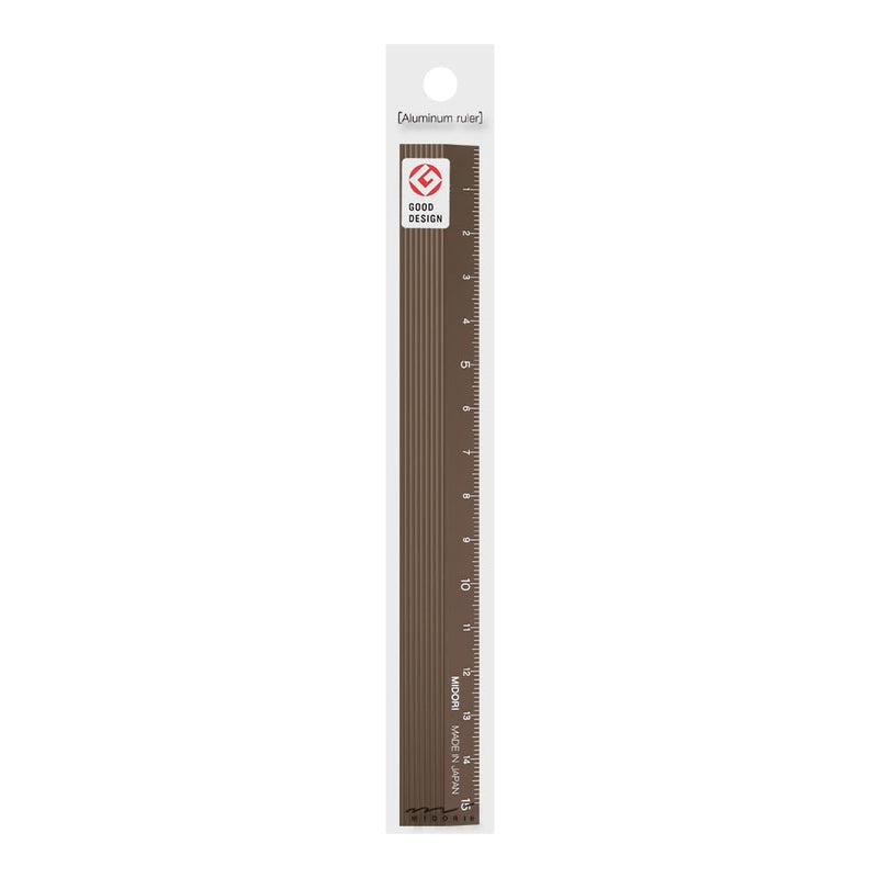 Midori 42288006 Aluminum Ruler, 5.9 inches (15 cm), Brown