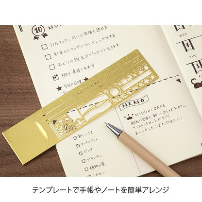 MIDORI Brass 0.3mm Thin Decorative Ruler, 3.9in, Drafting Tools