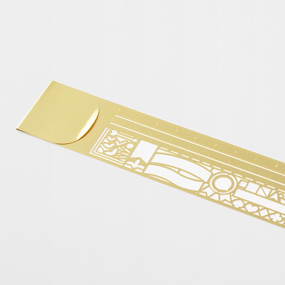 MIDORI Brass 0.3mm Thin Decorative Ruler, 3.9in, Drafting Tools