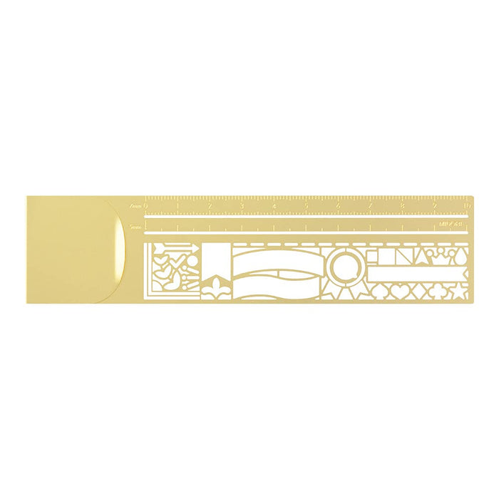 MIDORI Brass 0.3mm Thin Decorative Ruler, 3.9in, Drafting Tools