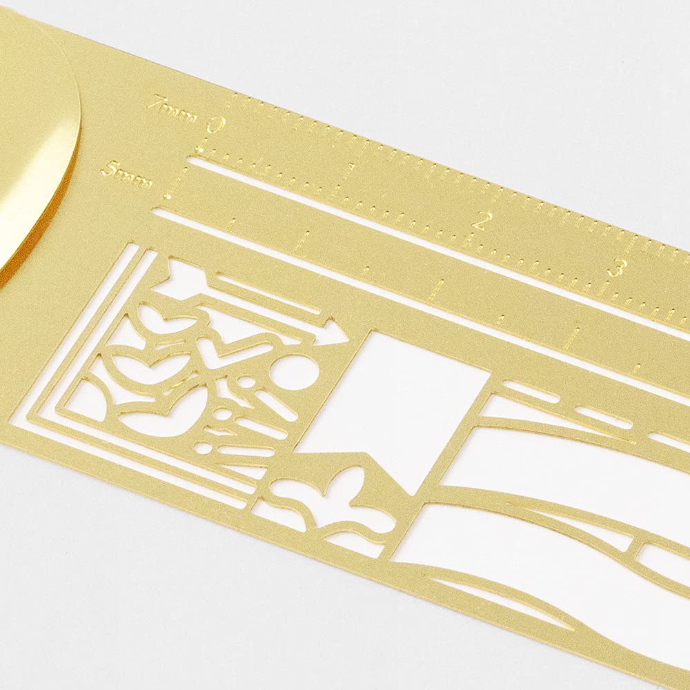 MIDORI Brass 0.3mm Thin Decorative Ruler, 3.9in, Drafting Tools