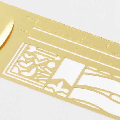 MIDORI Brass 0.3mm Thin Decorative Ruler, 3.9in, Drafting Tools