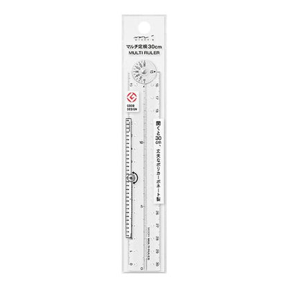 Midori 42301006 Multi Ruler, 11.8 inches (30 cm), Transparent A