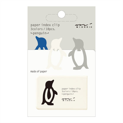 Designphil Penguin Index Clips - Assorted Colours, 18 Pieces, Made from 51% Recycled Paper, 1.5 Inches
