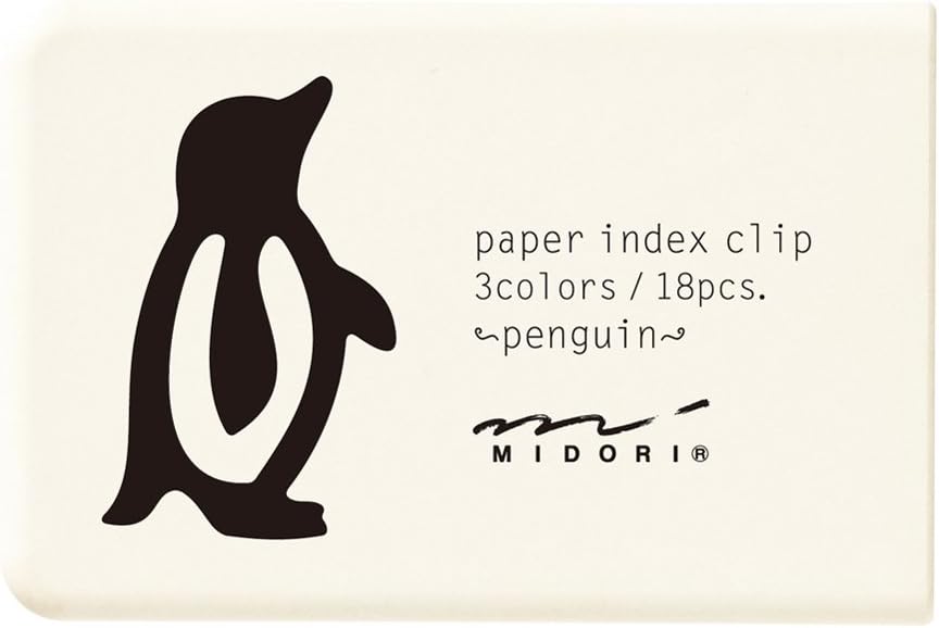Designphil Penguin Index Clips - Assorted Colours, 18 Pieces, Made from 51% Recycled Paper, 1.5 Inches