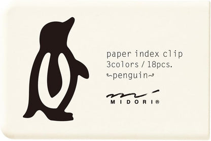 Designphil Penguin Index Clips - Assorted Colours, 18 Pieces, Made from 51% Recycled Paper, 1.5 Inches