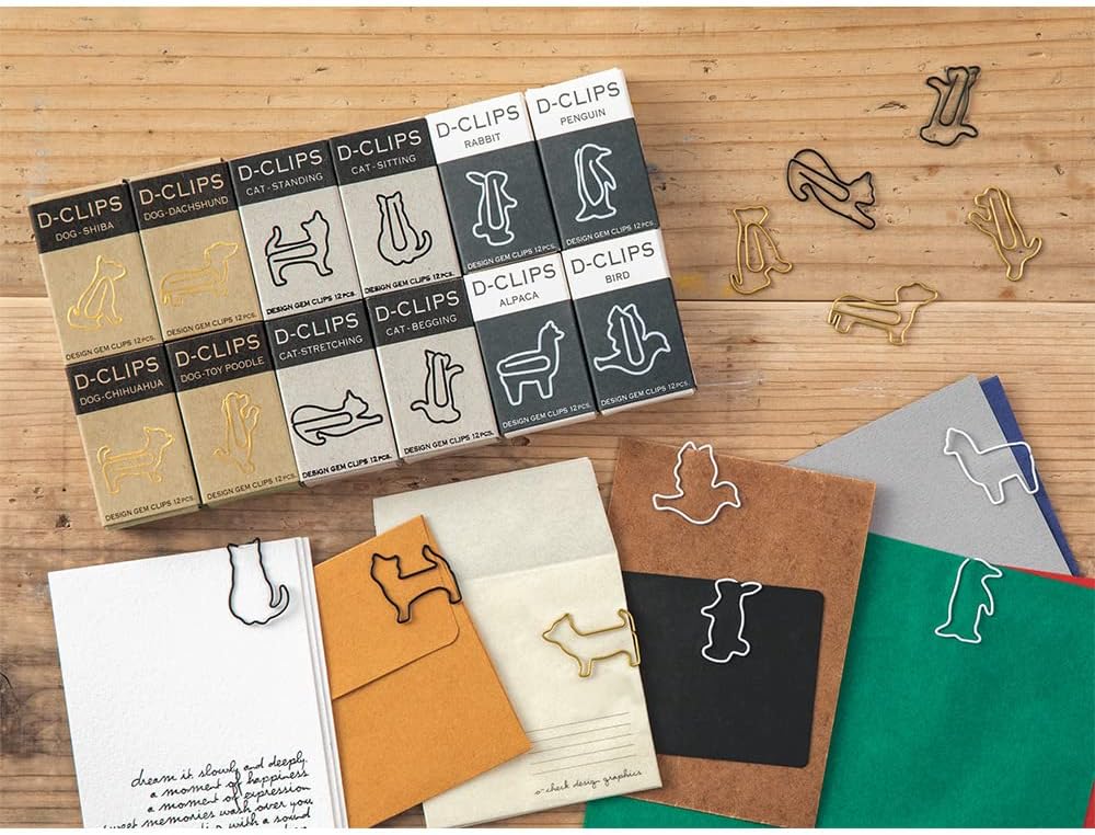 Midori Paper Clip, D-Clips Mini Box, Dachshund, 12 Pieces (43345006
