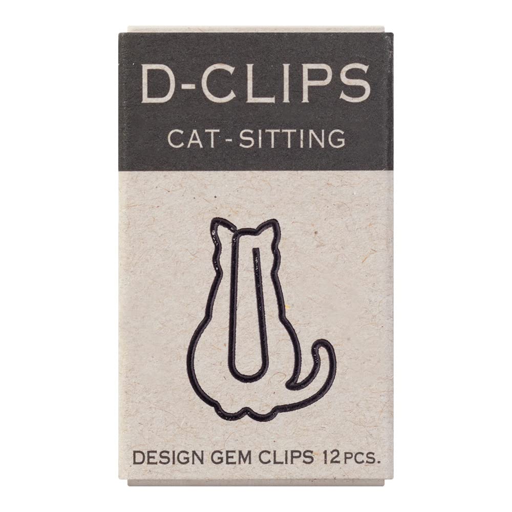 Midori Paper Clip, D-Clips Mini Box, Sitting Cat, 12 Pieces (43349006
